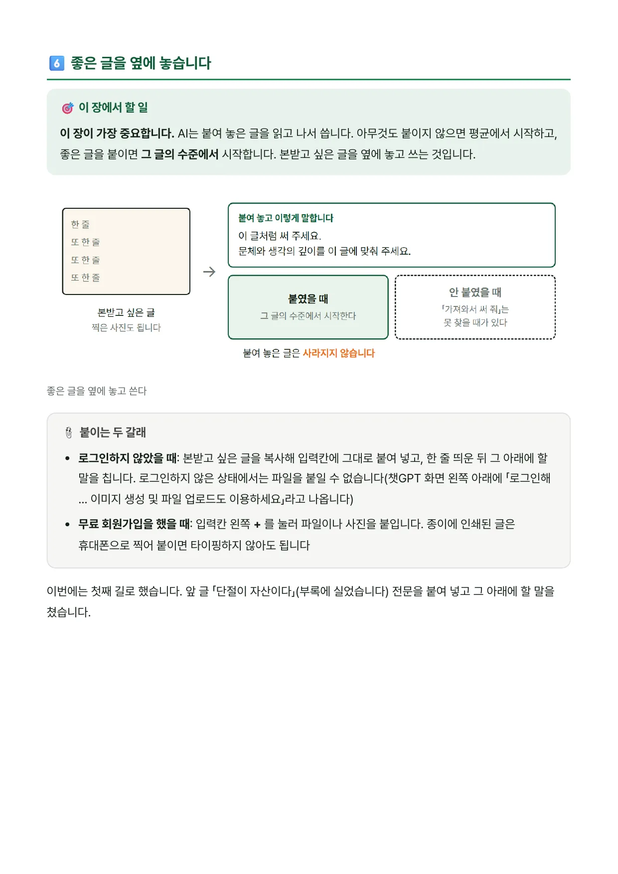 한 편의 글이 나오기까지 18쪽: 6. 좋은 글을 옆에 놓습니다