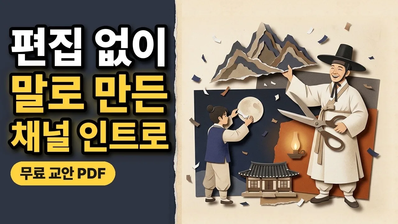 편집 없이 AI에게 말로 시켜 만든 채널 인트로 | 클로드 코드에 네 번 말하기 · 무료 교안 · 캡컷으로 하는 법 썸네일