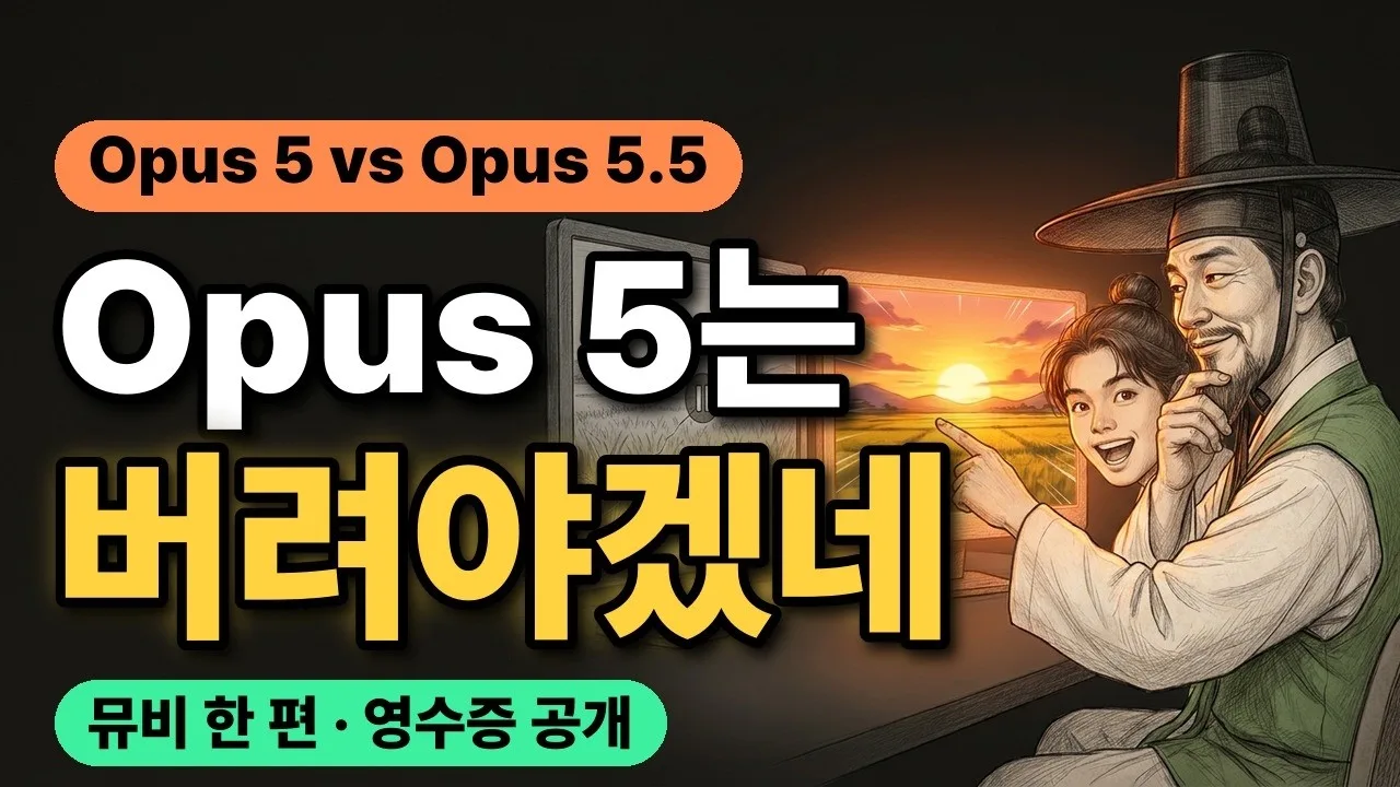 Opus 5.5 vs Opus 5, 뮤비 한 편 통째로 맡겼더니 더 싼 쪽이 이겼다 (영수증 공개) 썸네일